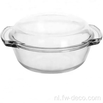 1L Clear Crystal Glass Bowl met deksel helder